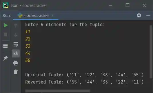 reverse a tuple in python