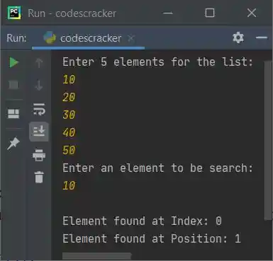 search element in list python