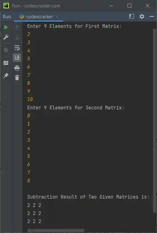 subtract two matrices python