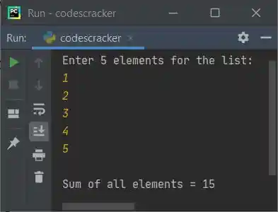 sum of all elements in list python
