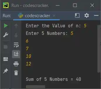 sum of n numbers using loop python