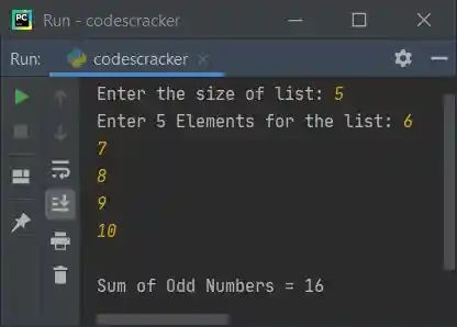 sum of odd numbers in list python