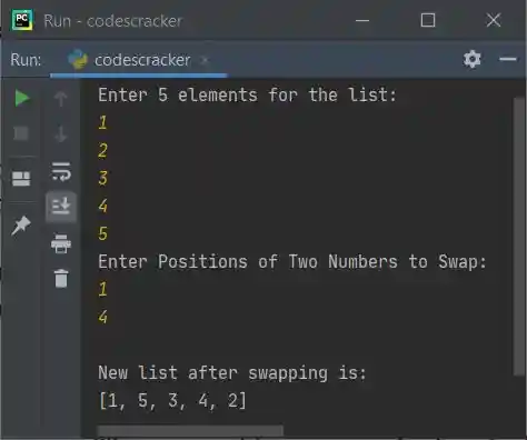 swap two elements in list python