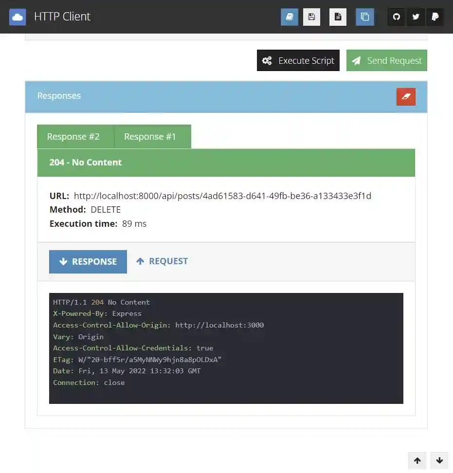 Delete a post response