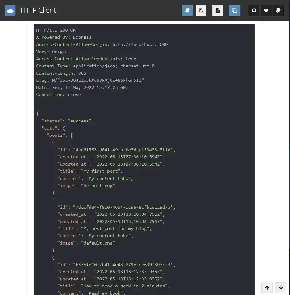 Get All Posts response
