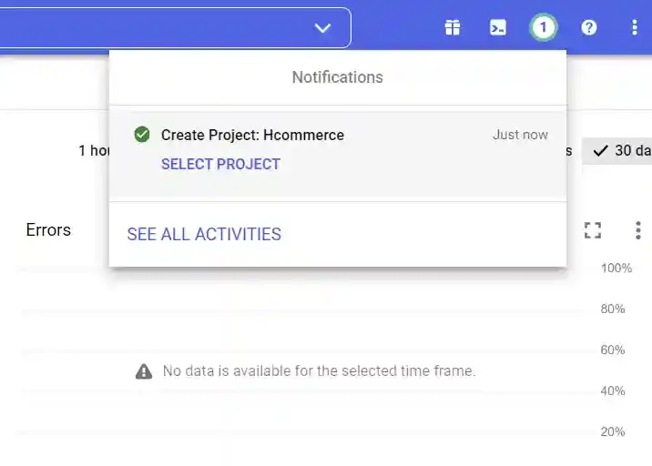 google oauth new project success notification