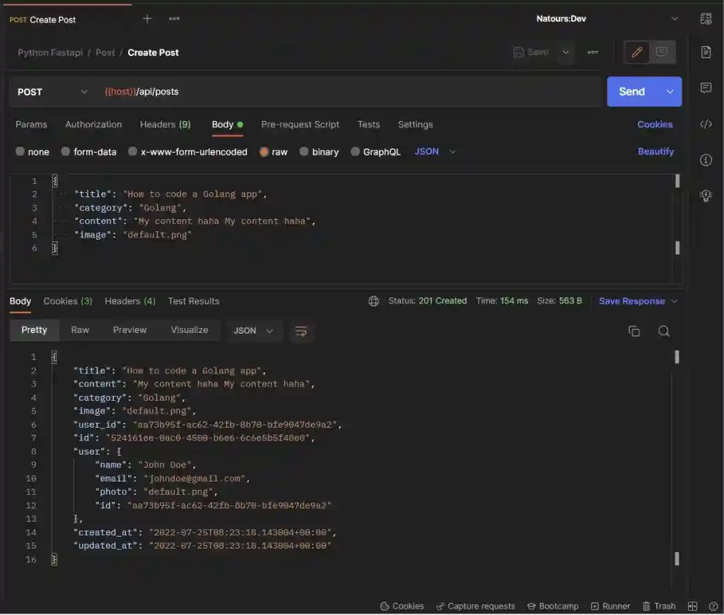 python, fastapi, postgresql, pydantic, and sqlalchemy crud restful api create new post