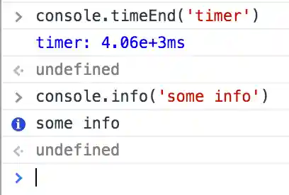 A demonstration of timeEnd and info formatting differences