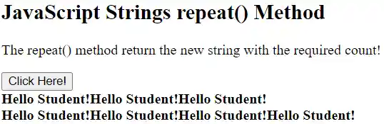 JavaScript string repeat() method