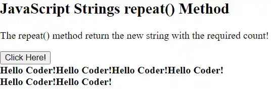 JavaScript string repeat() method