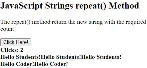 JavaScript string repeat() method