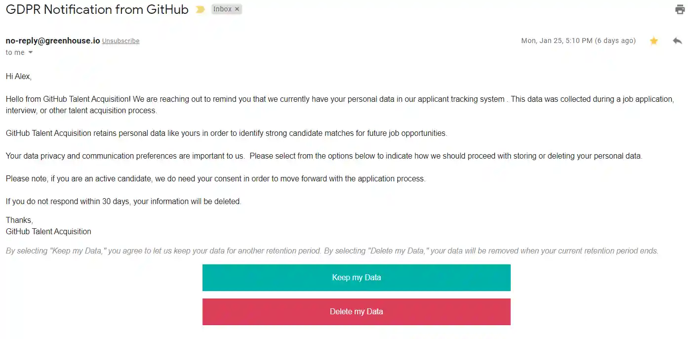 Data Minimization Email