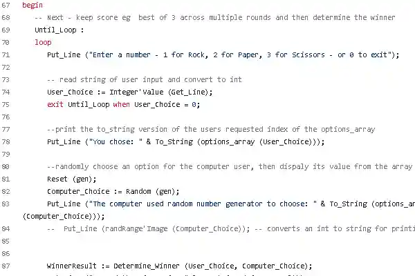 Rock Papar Scissors written in Ada