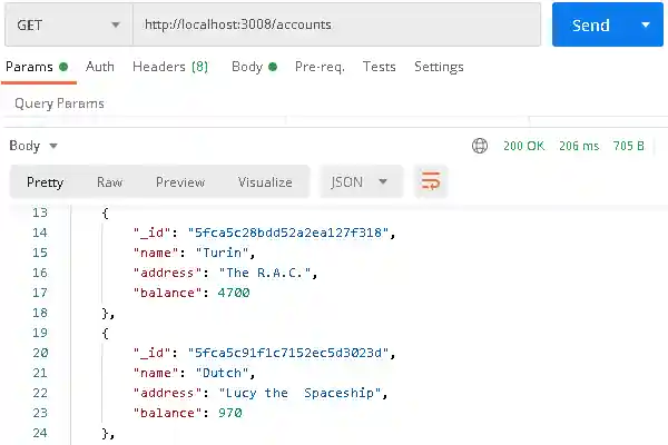 Screenshot of RESTful Banking API