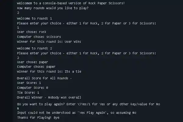 Console version of Rock Paper Scissors game written in Java