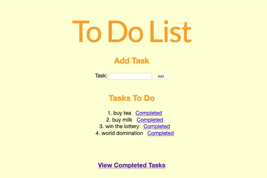 Screenshot of To Do App