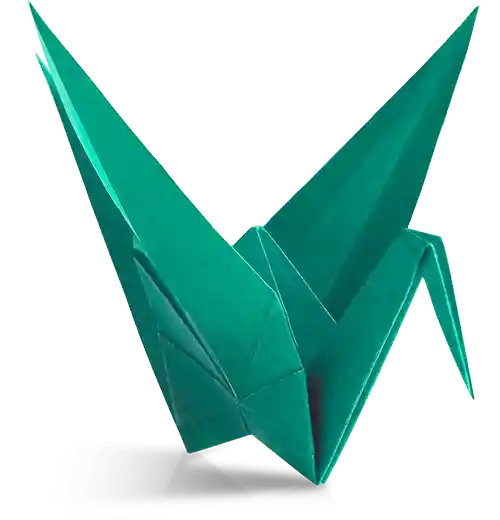 my mascot; green folded origami crane