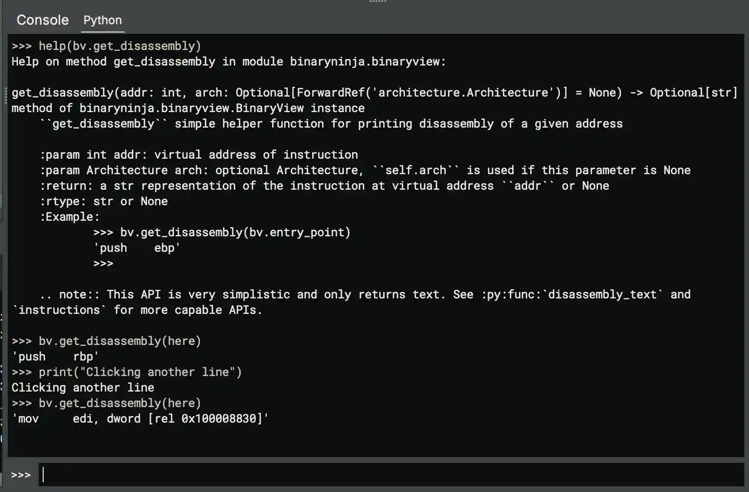 Scripting Console ><