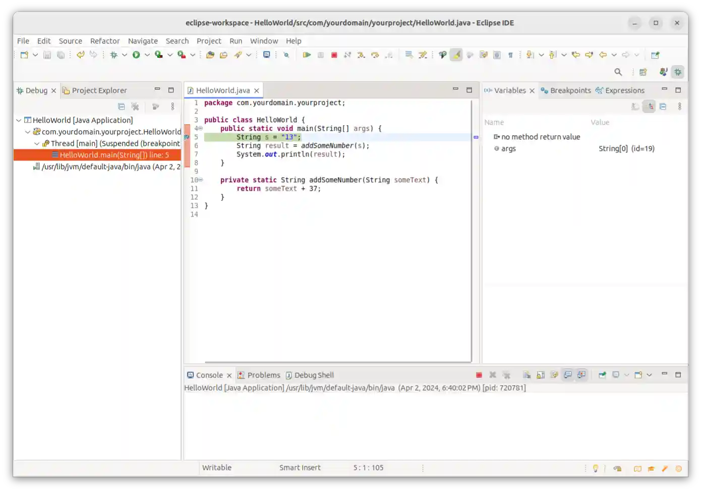 The debug perspective
