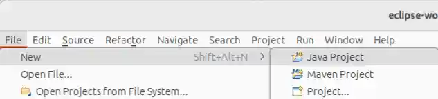 File > New > Java Project