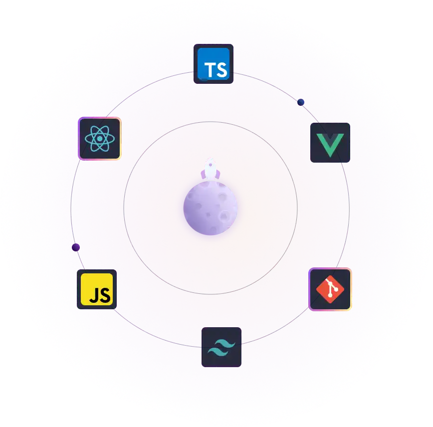 Master the essential web development technologies. From JavaScript and TypeScript to React, Vue, Tailwind CSS, and Git, our platform is designed to propel your skills to new heights.