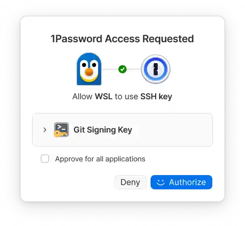 SSH authorization prompt for WSL.