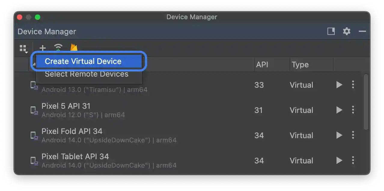 Create an Android Virtual Device in Android
Studio