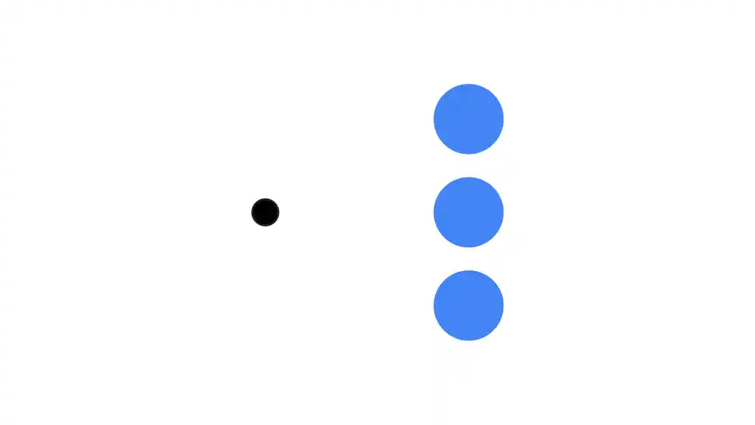 Three circles with green arrows animating to each one, animating all together at the same time.