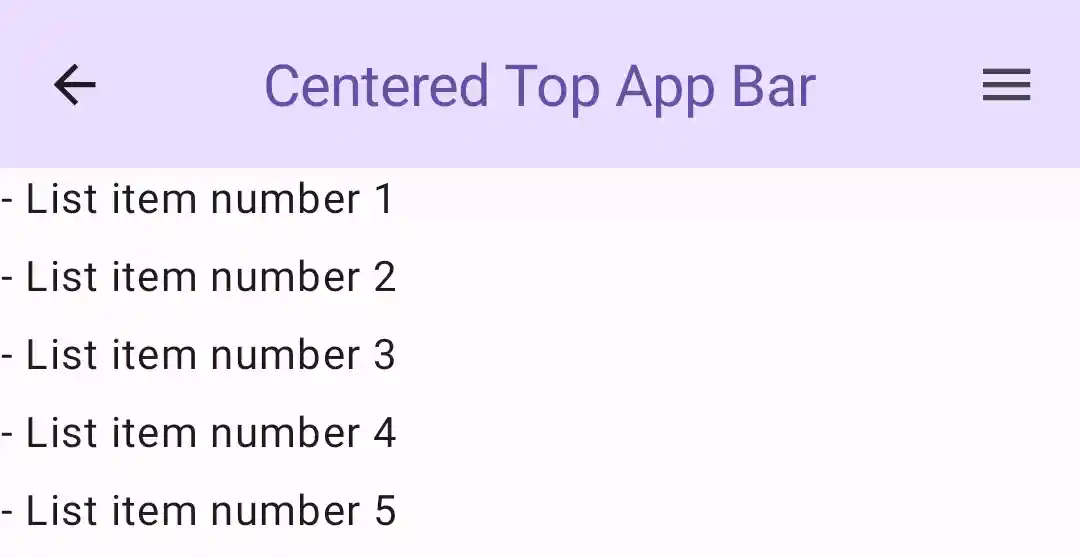 An example of a center-aligned top app bar.