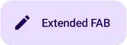 An implementation of ExtendedFloatingActionButton that displays text that says 'extended button' and an edit icon.