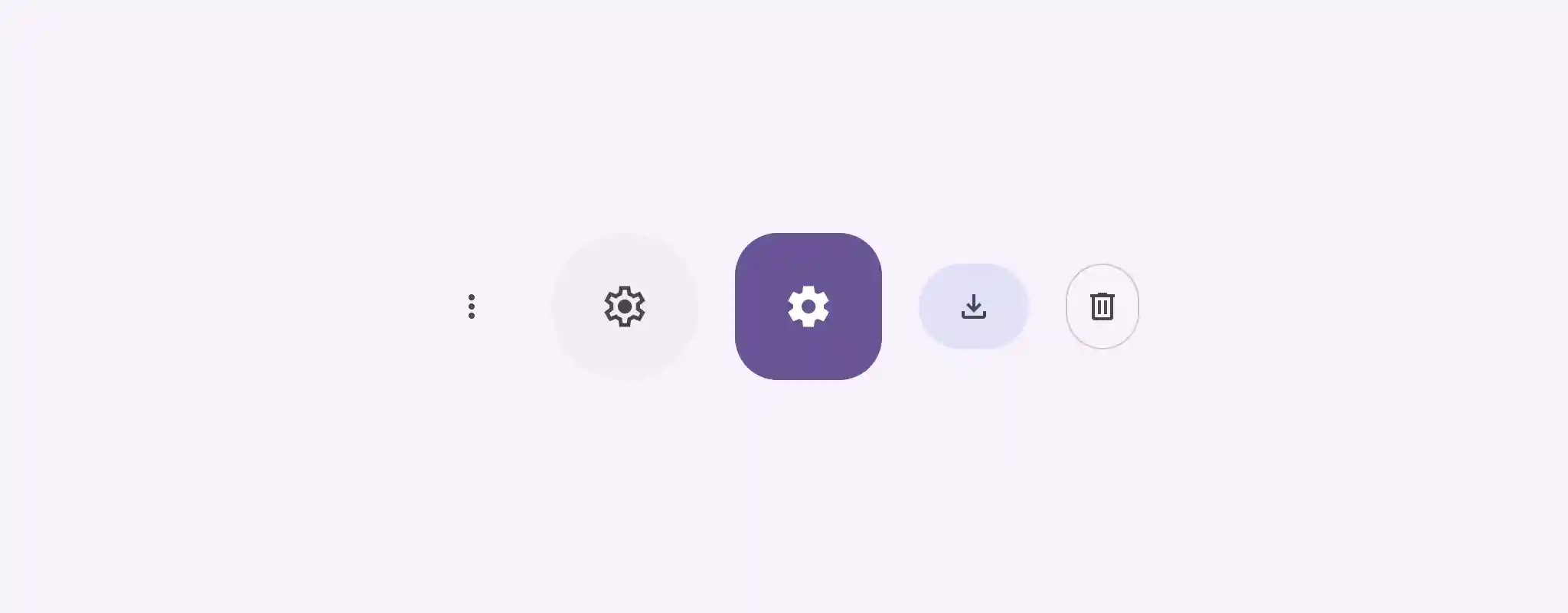 5 icon buttons with different icons (settings, more, etc). Some are filled, indicating selection, and some are outlined.