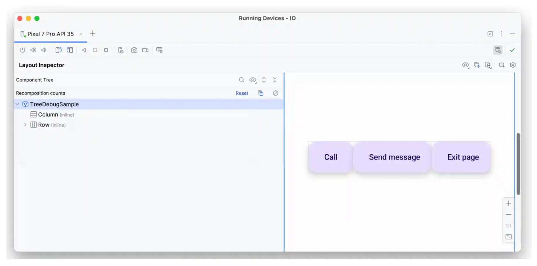 Layout Inspector with all three elements.
