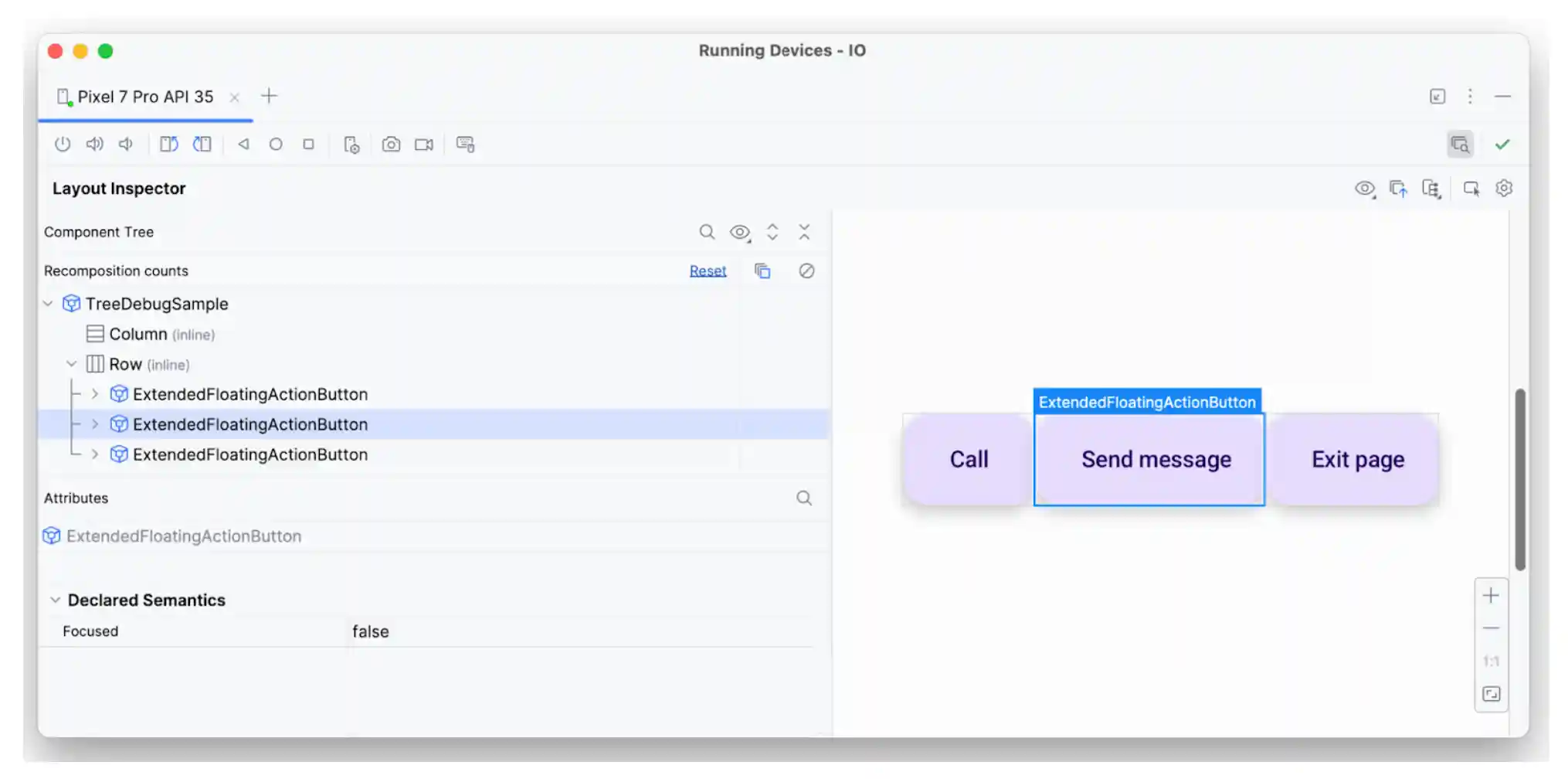 Layout Inspector: second element with focused