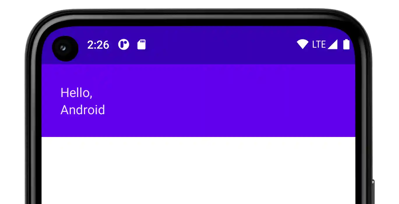 The colored background behind the text now extends the full width of the device.