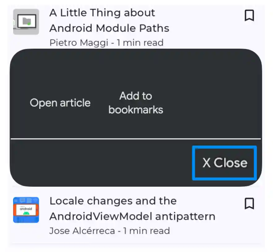 Visualization of Switch Access action menu.