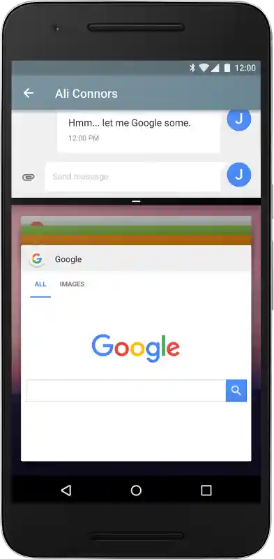 Mobile running apps in split screen mode