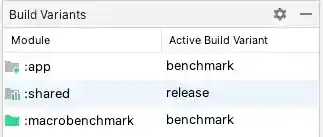 Benchmark variants for multi-module project with release and benchmark build
types
selected