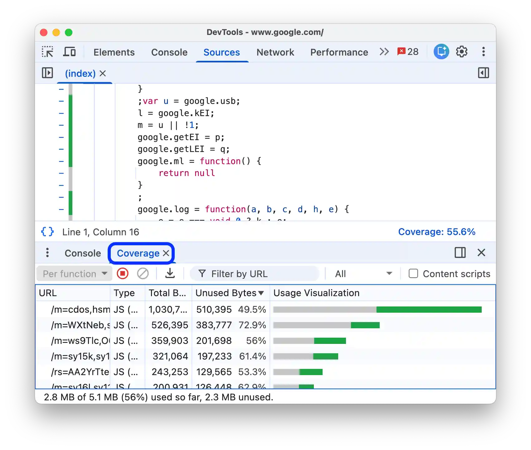 Analyzing code coverage.