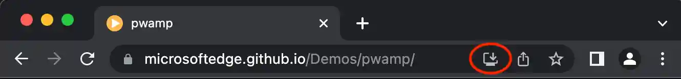 PWA install prompt in URL bar