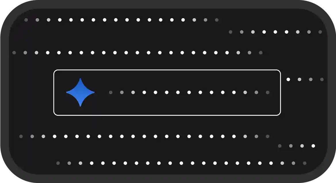 Dark screen with blue star icon and dotted lines
