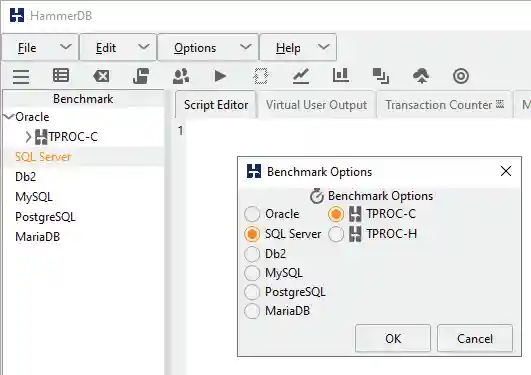 Setting TPROC-C benchmark options