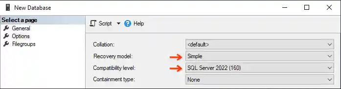 Setting recovery model to Simple