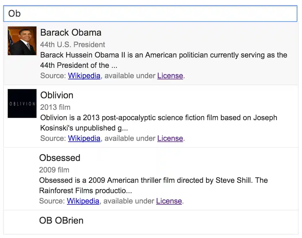 Search widget example