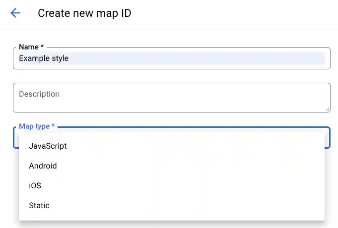 Select a map type on the map ID page
