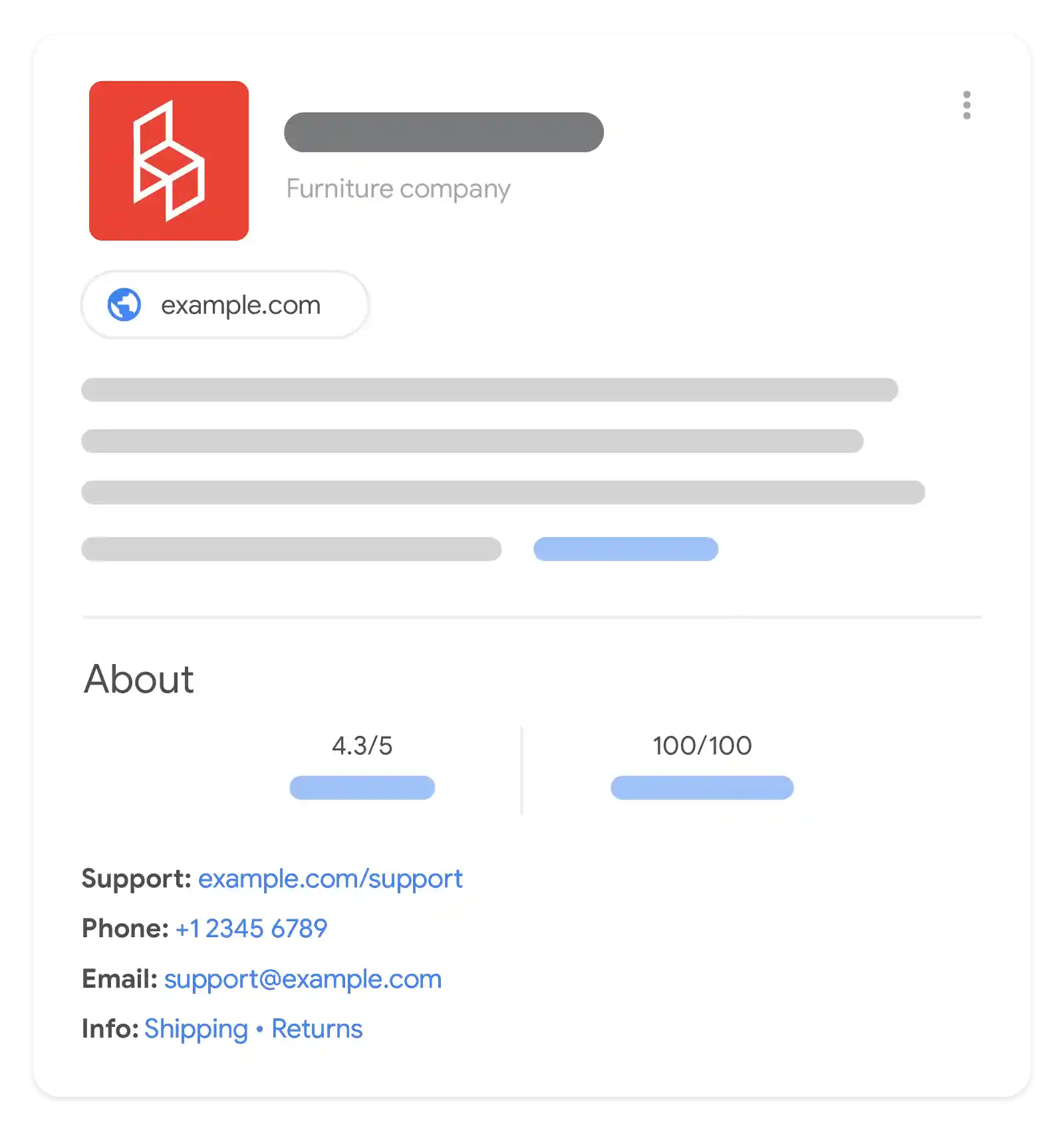 Merchant knowledge panel in Google Search results