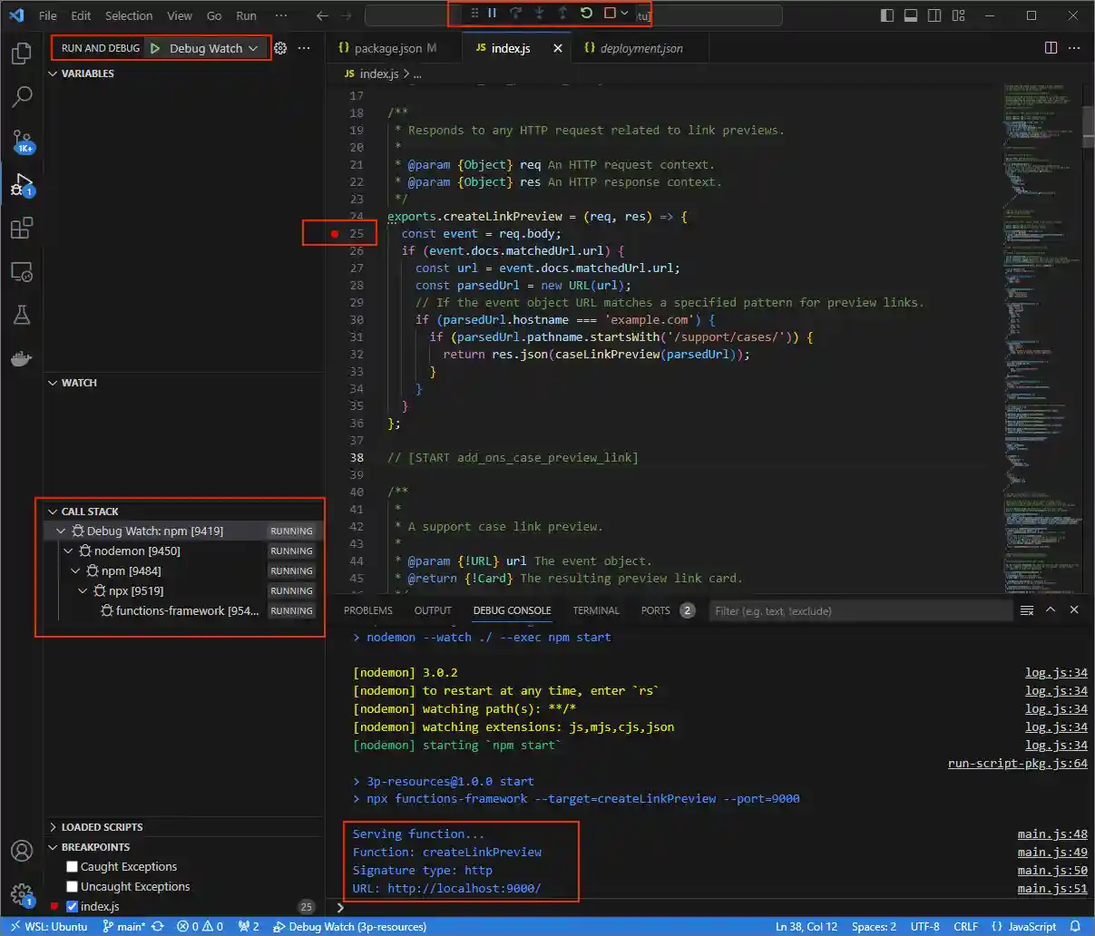 The application is running and listening for HTTP requests on port 9000.