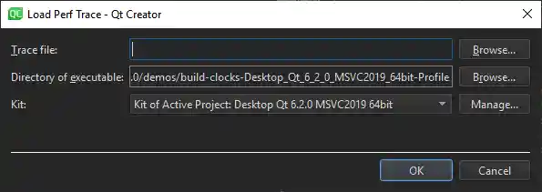 Load Perf Trace dialog