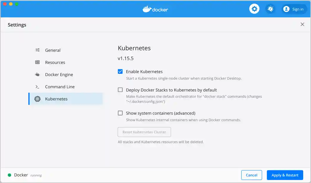 Enable Kubernetes