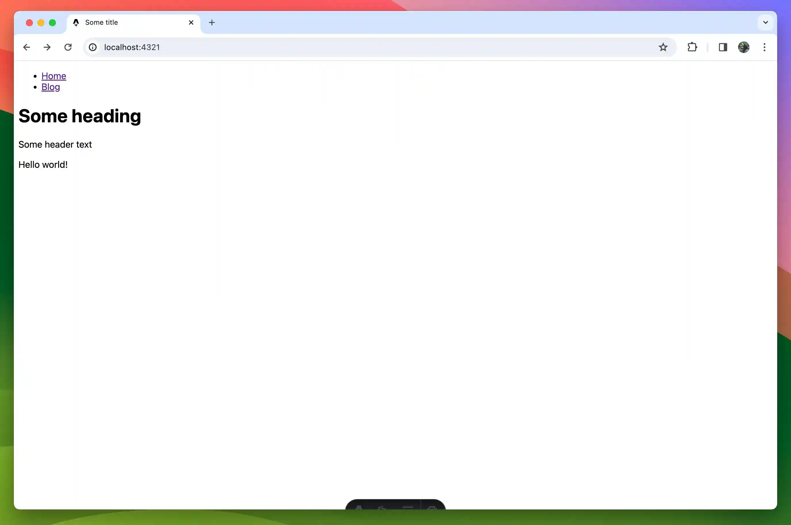 Browser with a basic webpage