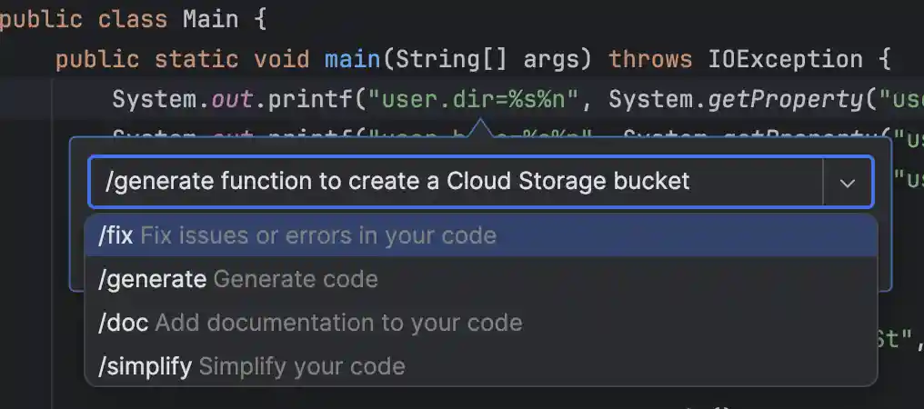 Code transformation generate function in IntelliJ Gemini Code Assist